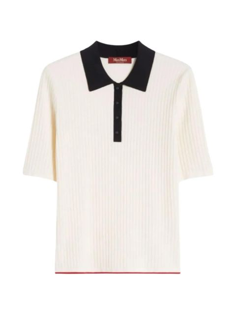 Max Mara button ribbed polo top - Neutrals - zdjęcie produktu nr 1