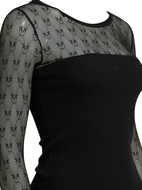 PINKO patterned long-sleeve T-shirt - Black