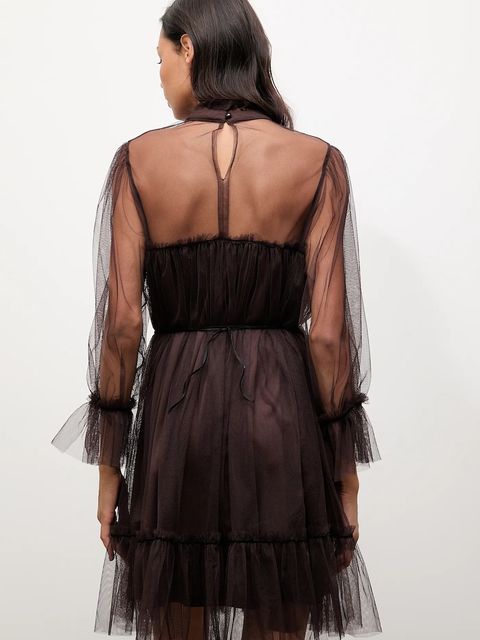 Answear.LAB sukienka kolor brązowy mini rozkloszowana