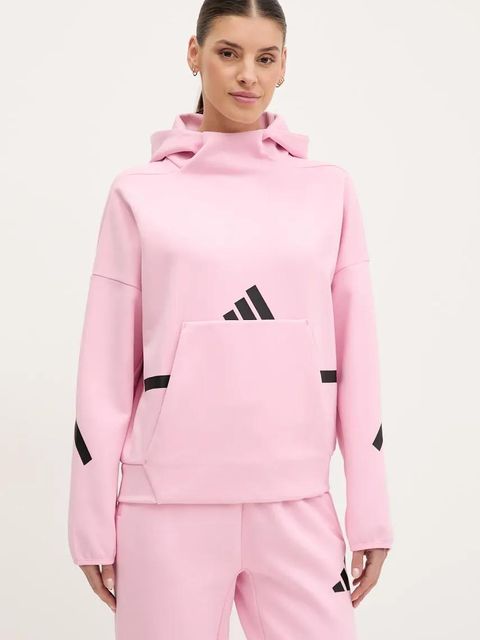 adidas bluza Z.N.E. damska kolor różowy z kapturem z nadrukiem JD5992