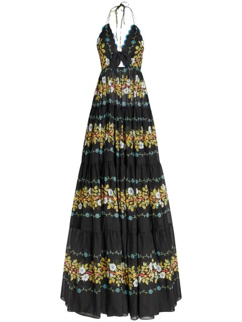 ETRO open back floral cotton maxi dress - Black - zdjęcie produktu nr 1