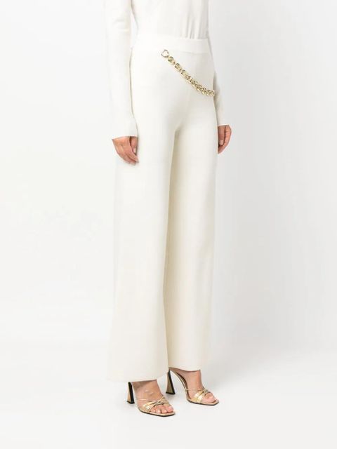 Rabanne chainmail-detail wool-cashmere trousers - White