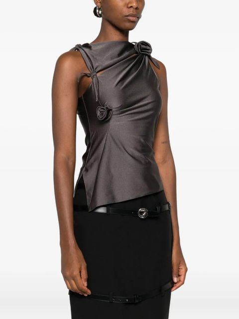 Coperni asymmetric rose-detail top - Grey