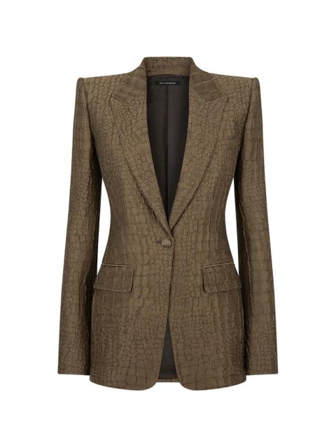 TOM FORD crocodile-effect single-breasted blazer - Green - zdjęcie produktu nr 2