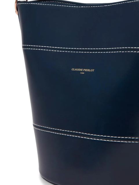 Claudie Pierlot logo-detail leather bucket bag - Blue