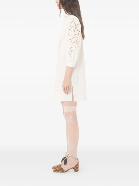 Valentino Garavani mini embroidered poplin dress - White
