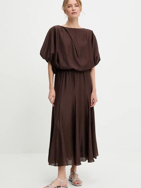 Answear.LAB spódnica kolor brązowy maxi rozkloszowana