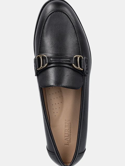 Lauren Ralph Lauren mokasyny skórzane Tasha Loafer damskie kolor czarny na płaskim obcasie 802P02121001