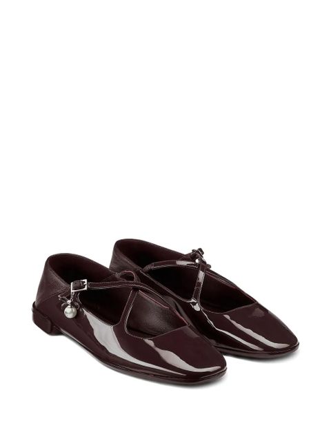 Jimmy Choo Eleri patent-leather cross-strap ballet flats - Brown - zdjęcie produktu nr 2