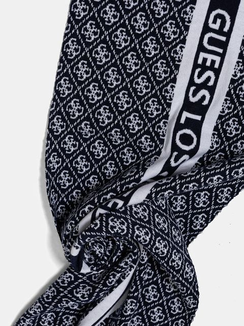 Guess szalik z domieszką wełny SEVYN kolor granatowy wzorzysty W4BZ22 Z3JD2