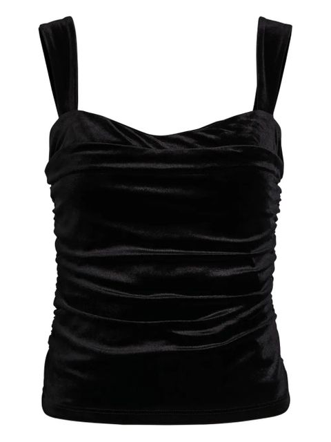 Reformation Trish ruched velvet top - Black - zdjęcie produktu nr 1