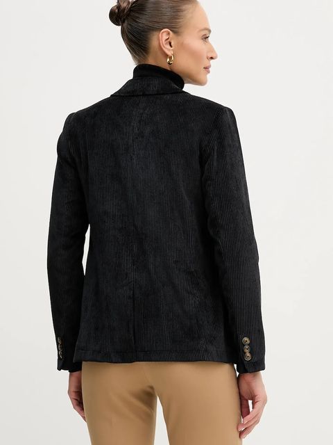 United Colors of Benetton marynarka sztruksowa kolor czarny jednorzędowa gładka 2Q5GDW03I