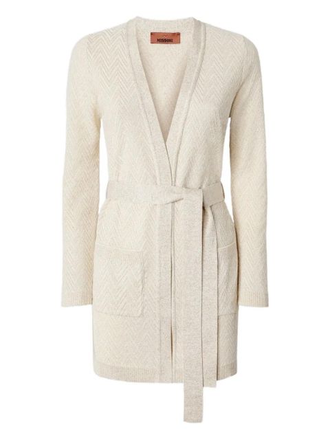 Missoni chevron-pattern belted cardigan - Neutrals - zdjęcie produktu nr 1