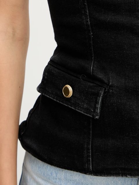 Marciano by Guess top jeansowy DORIS damska kolor czarny gładka 5BGH15 7147A