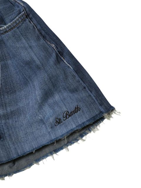 MC2 Saint Barth leopard-print denim shorts - Blue