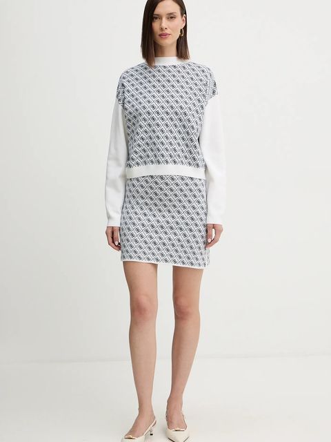 Guess sweter z domieszką wełny AUBREY damski kolor beżowy z półgolfem W5BR23 Z3JD2