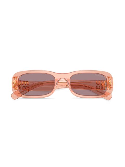 Miu Miu Eyewear logo-lettering rectangle-frame sunglasses - Pink