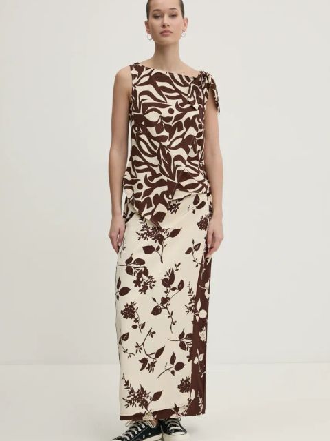 Abercrombie & Fitch bluzka damska kolor beżowy wzorzysta KI140-5049