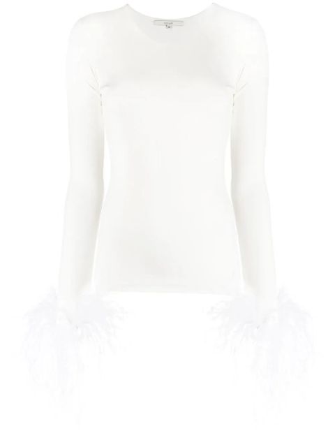 MANURÍ Elektra feather-trim stretch blouse - White - zdjęcie produktu nr 1