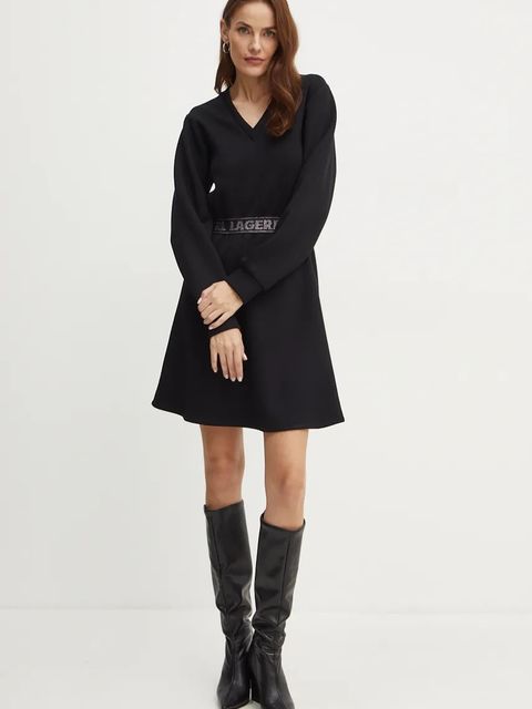 Karl Lagerfeld sukienka kolor czarny mini rozkloszowana 246W1312