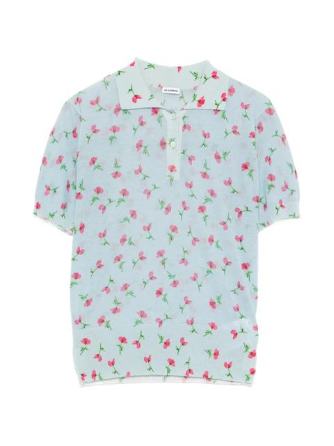 Jil Sander floral polo top - Blue - zdjęcie produktu nr 1