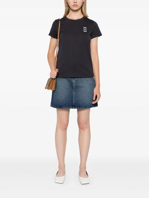 PINKO Love Birds embroidery cotton T-shirt - Blue - zdjęcie produktu nr 2