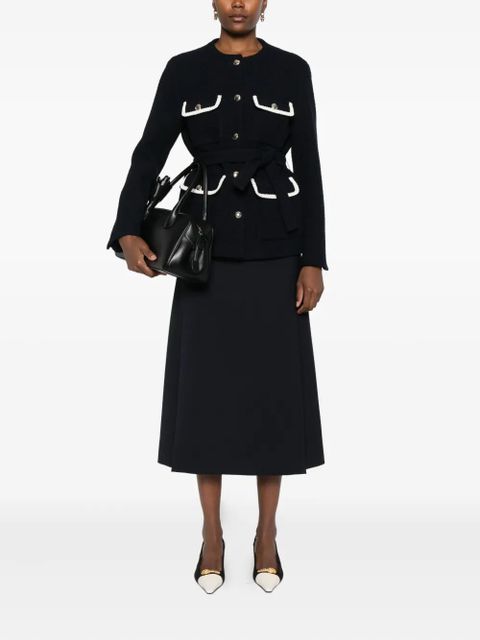 Maje belted tweed jacket - Blue