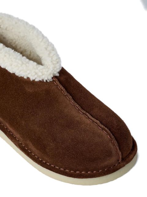 Miu Miu logo-patch shearling-trim boots - Brown