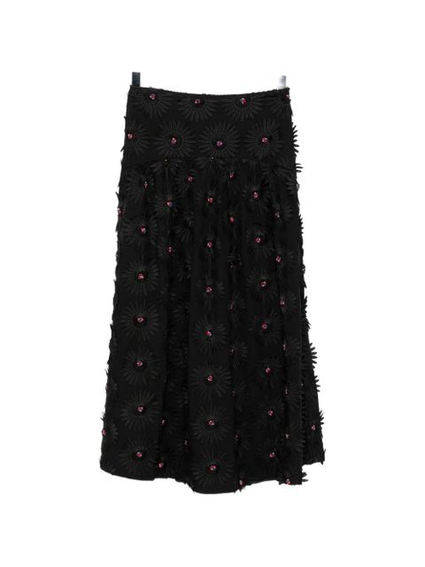 FARM Rio floral-appliqué midi skirt - Black - zdjęcie produktu nr 1