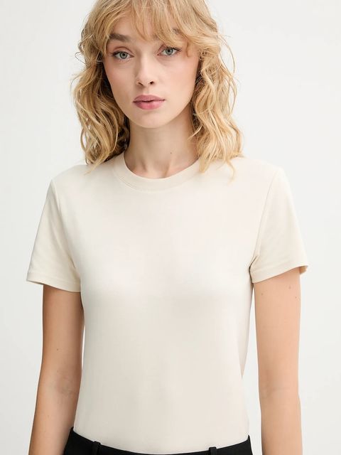 Calvin Klein t-shirt bawełniany damski kolor beżowy LV044C216G