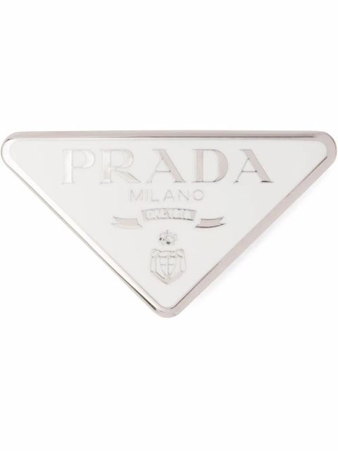 Prada triangle-logo hair clip - White - zdjęcie produktu nr 1