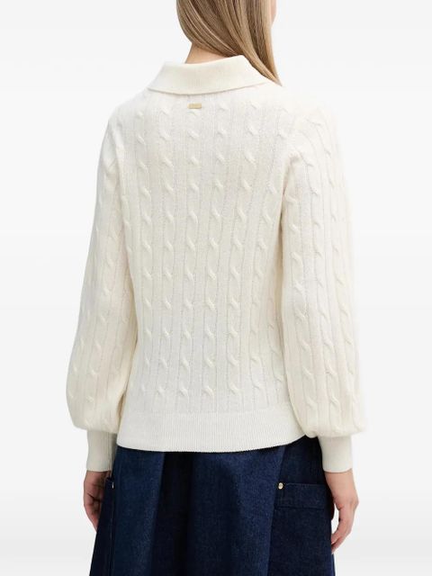 Barbour Evie cable-knit button polo top - Neutrals