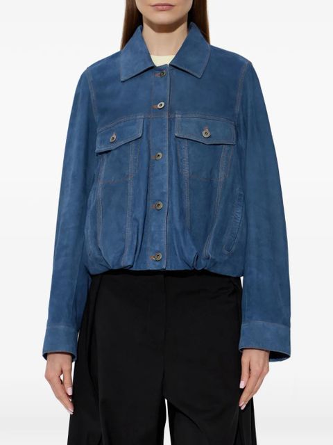 LOEWE contrast-stitch suede jacket - Blue