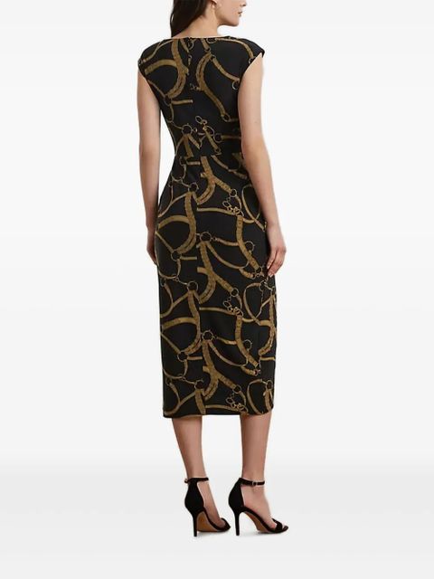Lauren Ralph Lauren belt-pattern midi dress - Black - zdjęcie produktu nr 1