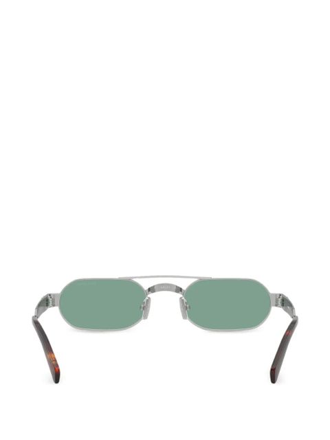 Miu Miu Eyewear logo-engraved oval-frame sunglasses - Silver
