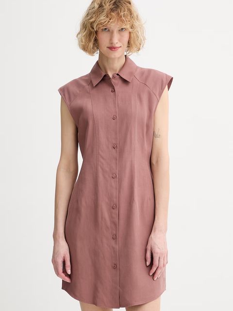 Calvin Klein sukienka letnia z dodatkiem lnu - zdjęcie produktu nr 1