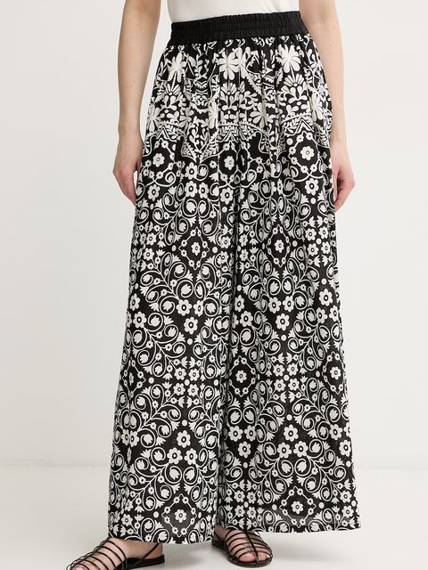 Weekend Max Mara spodnie wide leg damskie bawełniane - zdjęcie produktu nr 1