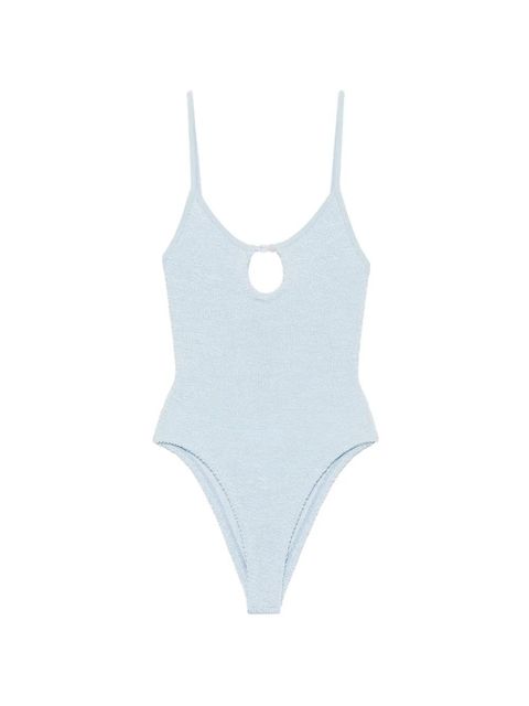 Hunza G Mia crinkle-effect cut-out swimsuit - Blue - zdjęcie produktu nr 1