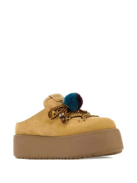 FENDI nubuck pompom platform mules - Neutrals - zdjęcie produktu nr 2
