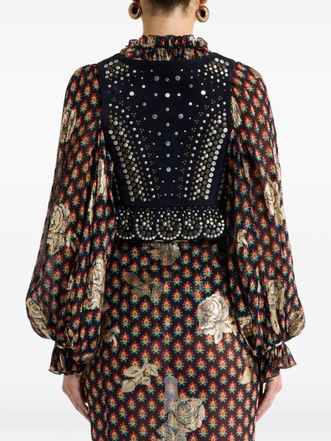 ETRO studded leather vest - Blue