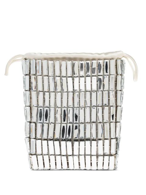 Self-Portrait crystal-embellished drawstring tote bag - Silver - zdjęcie produktu nr 1