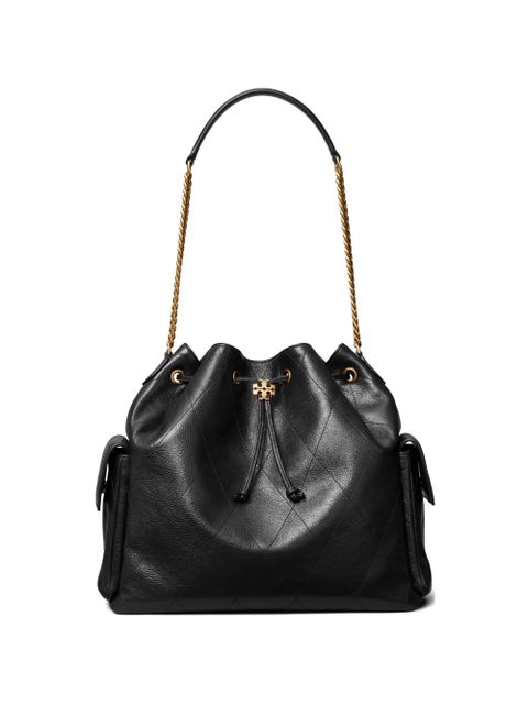 Tory Burch large Charlie quilted drawstring shoulder bag - Black - zdjęcie produktu nr 1