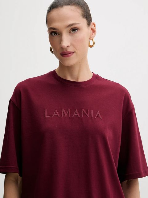 La Mania t-shirt bawełniany damski kolor bordowy