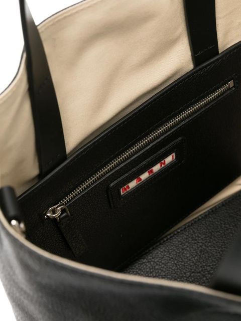 Marni logo-embroidered tote bag - Black