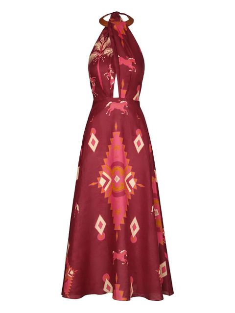 Johanna Ortiz halter-neck geometric-print dress - Red - zdjęcie produktu nr 1