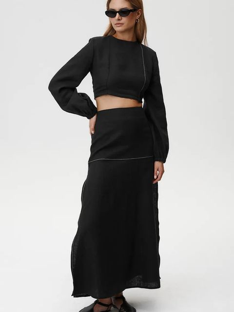 Undress Code bluzka lniana Selene Shirt damska kolor czarny gładka 890