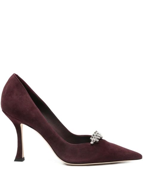 Jimmy Choo 90mm crystal-embellished pointed-toe pumps - Red - zdjęcie produktu nr 1