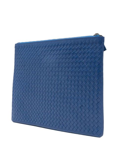 DRAGON DIFFUSION A4 woven zip clutch bag - Blue