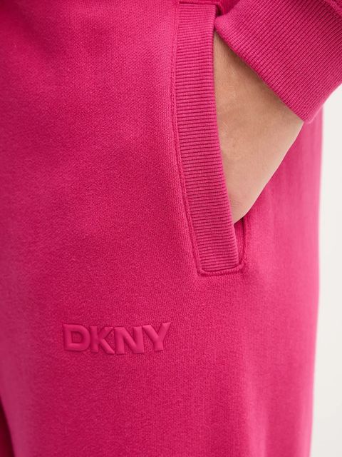 Dkny spodnie dresowe bawełniane damskie kolor różowy gładkie DP5P3707