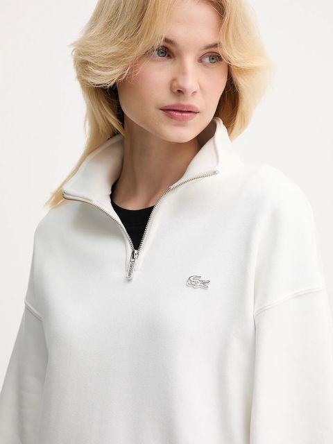 Lacoste bluza bawełniana kolor kremowy gładka SH7759